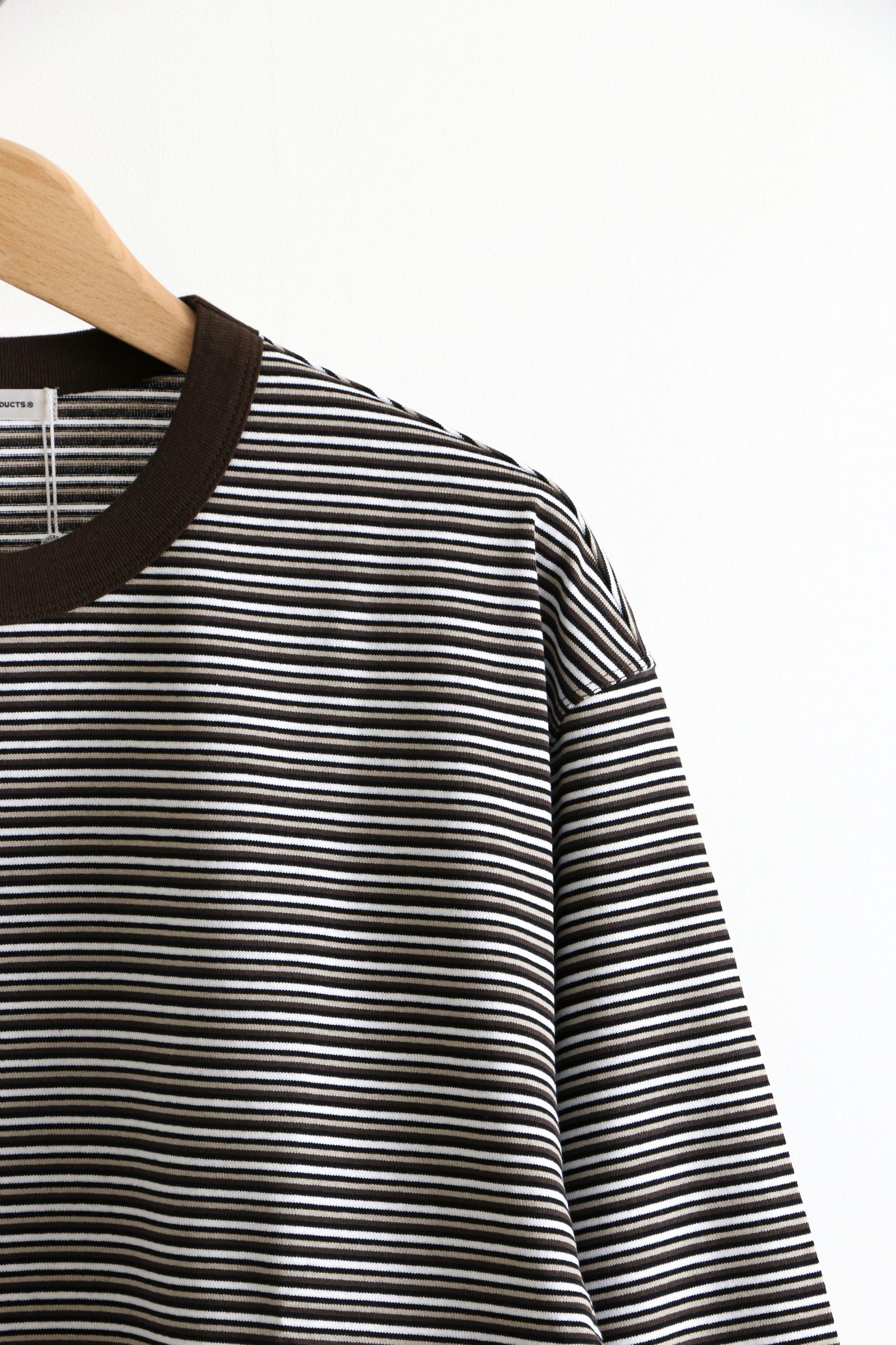UNIVERSAL PRODUCTS - MULTI BORDER L/S T-SHIRT BROWN | koko