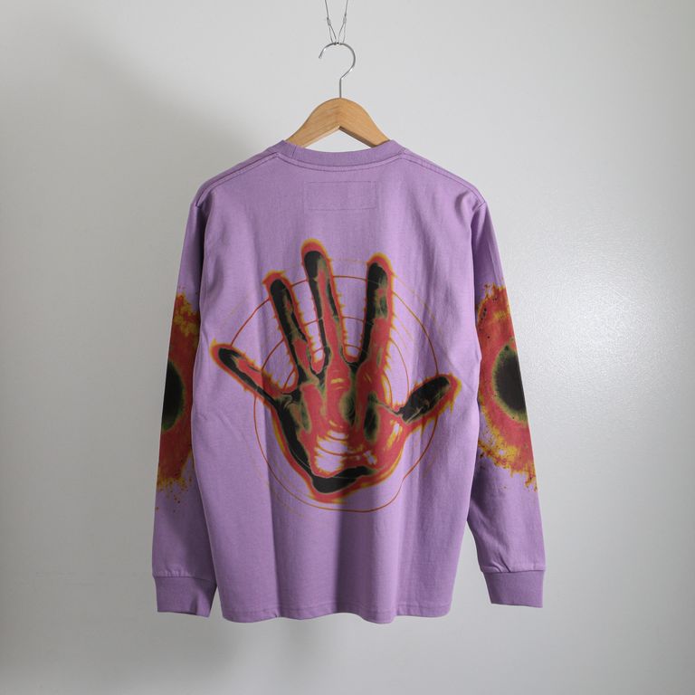 GENTLE FULLNESS - RECYCLED COTTON LS TEE / PURPLE HAND / ロング 