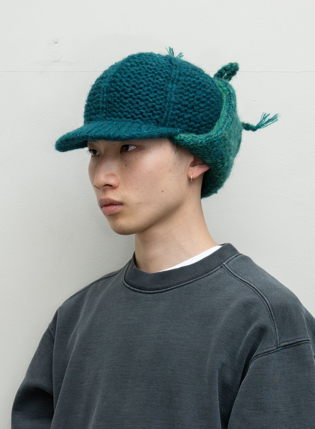 bal - HAND KNIT EAR FLAP HAT Black / イヤーフラップ / ニット | koko