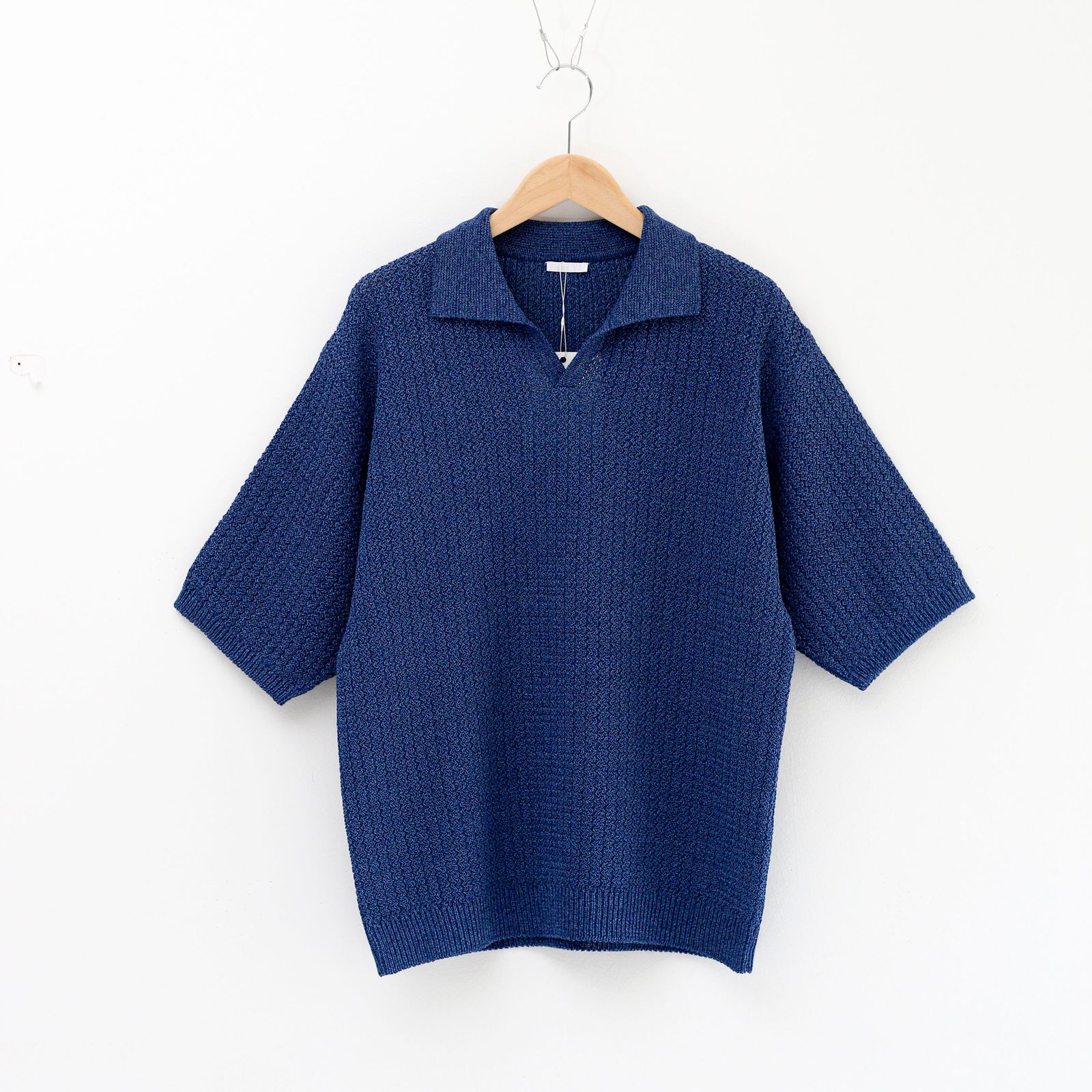 Blanc YM - Skipper knit Shirt BLUE / スキッパー / ニットシャツ / コットン / 和紙素材 | koko