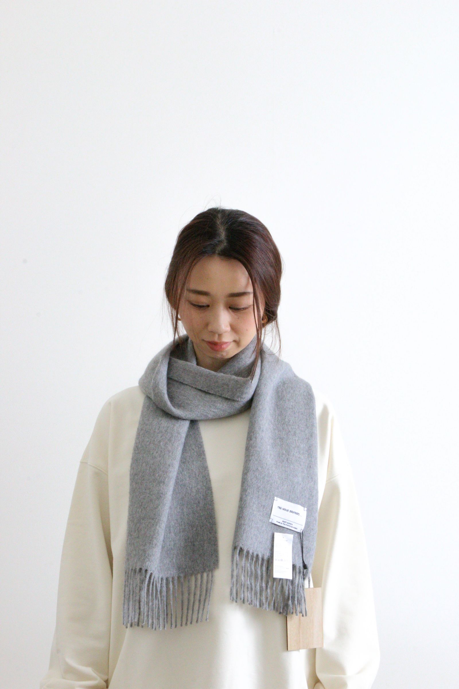 THE INOUE BROTHERS - Camo Brushed Scarf Grey | koko