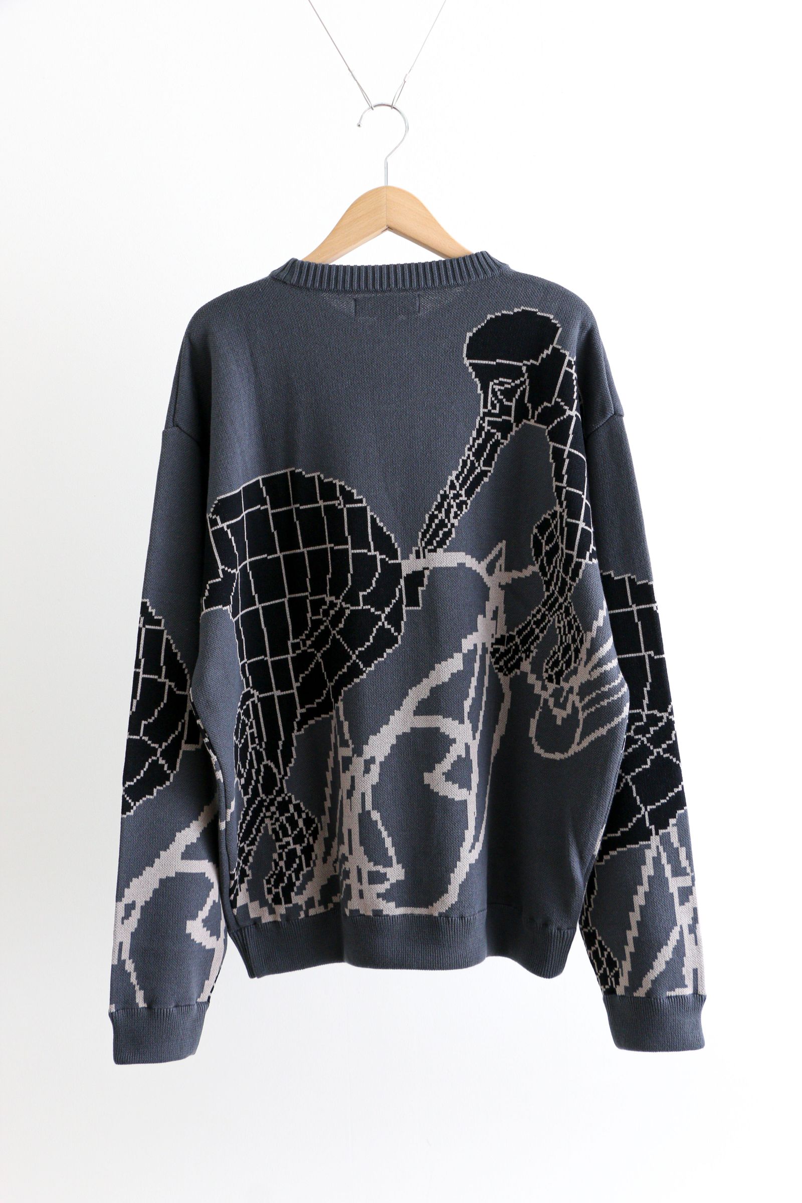 bal - JACQUARD COTTON CREWNECK SWEATER Charcoal / セーター