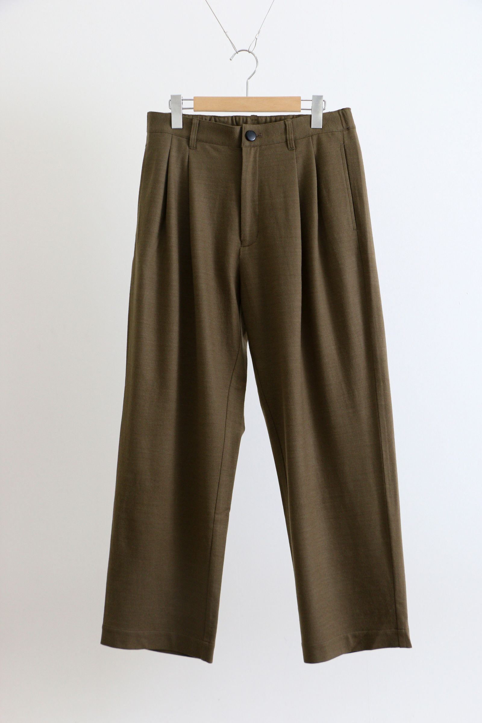 KANEMASA PHIL. - High Gauge Milled Wool Easy Slacks KHAKI / ウール 