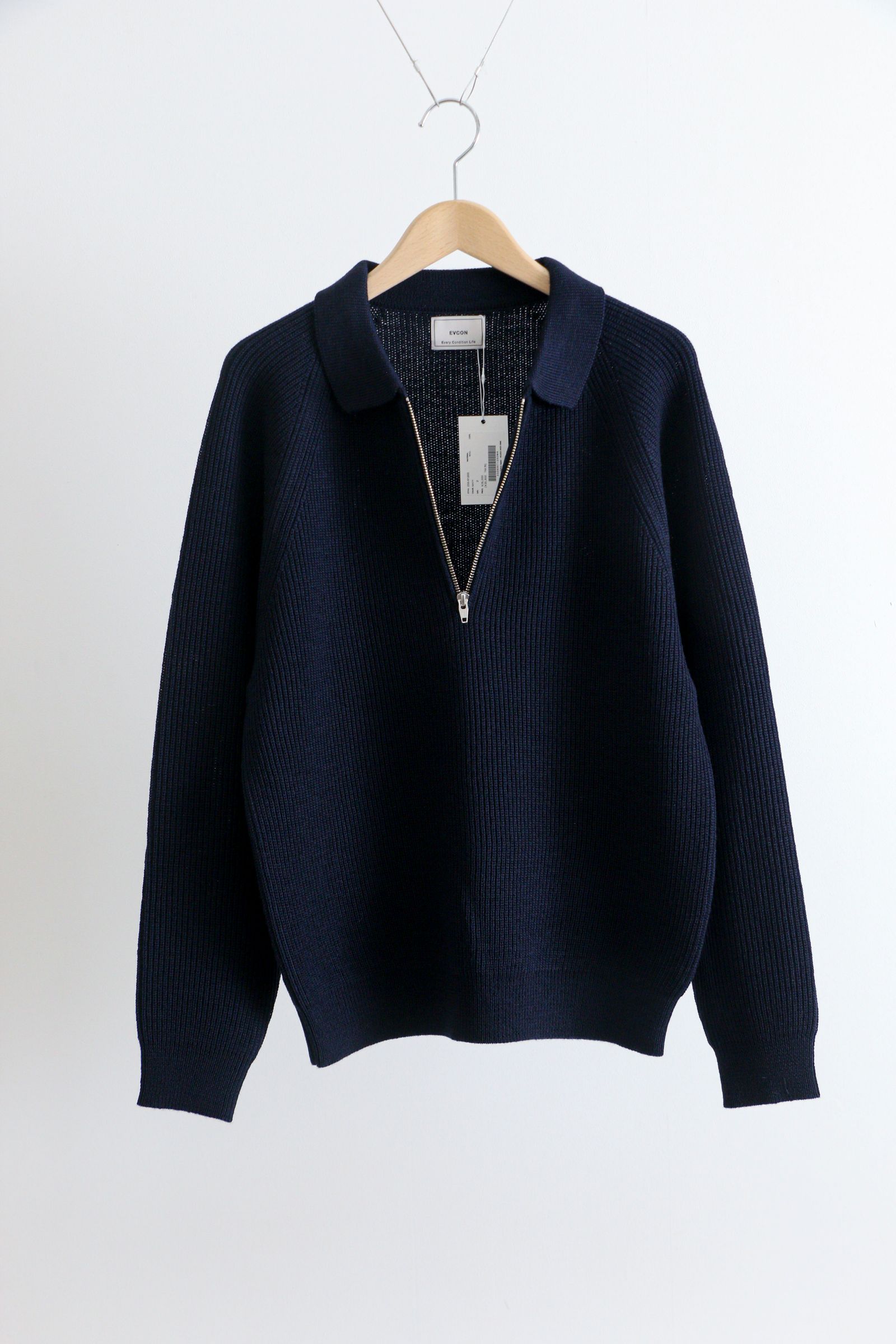 EVCON - WOOL LOW GAGE HALF ZIP BLACK / ローゲージ / ハーフジップ