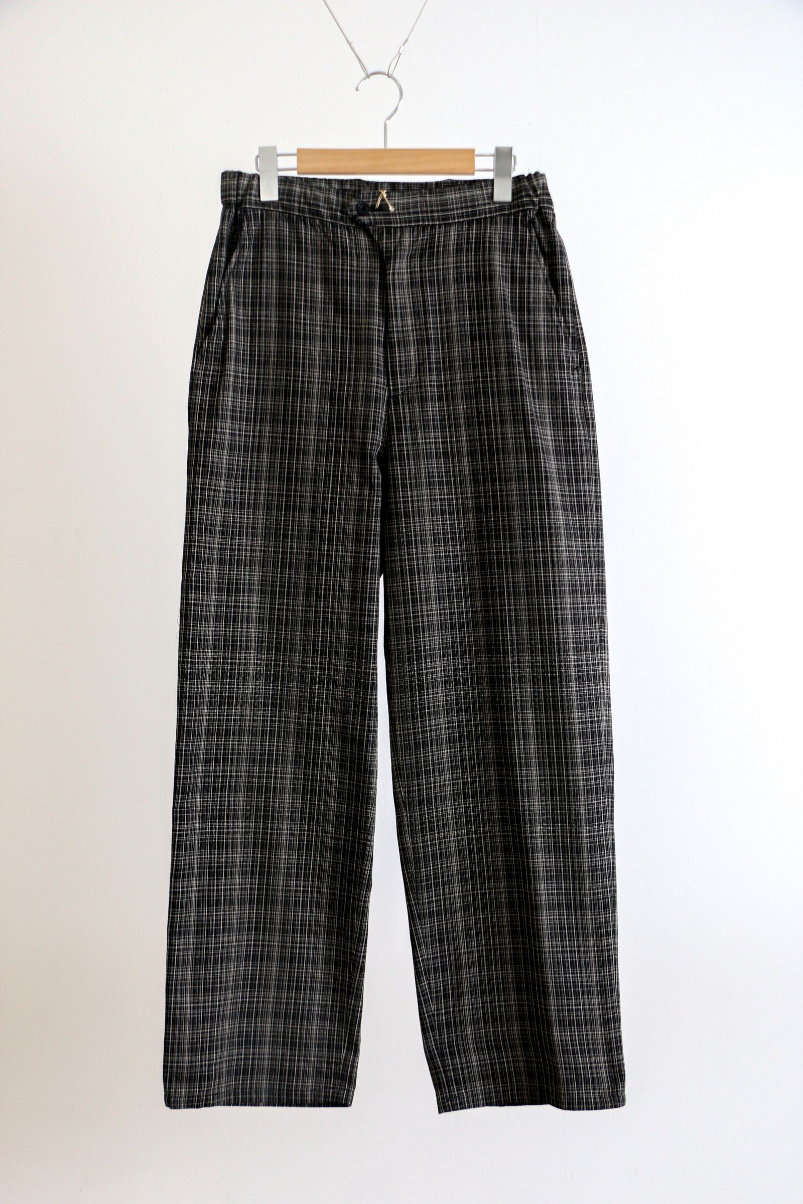 ULTERIOR - C/L OX CHECK EASY SLACKS Black beige / コットンリネン