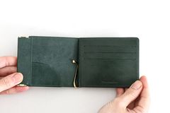 meanswhile - WAX LEATHER MONEY CLIP D.GREEN | koko