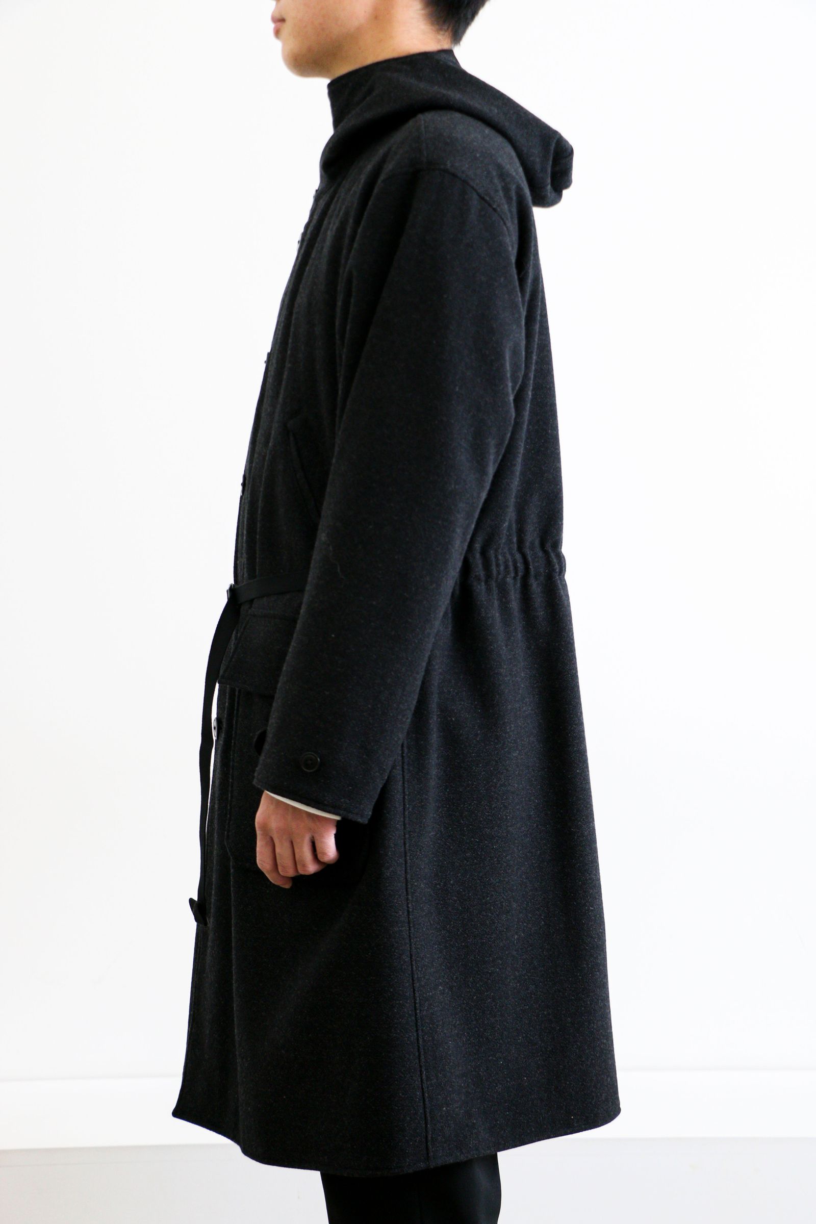 ULTERIOR - RB TWEED/OC TWILL RV HOODED COAT Sumi / Black | koko