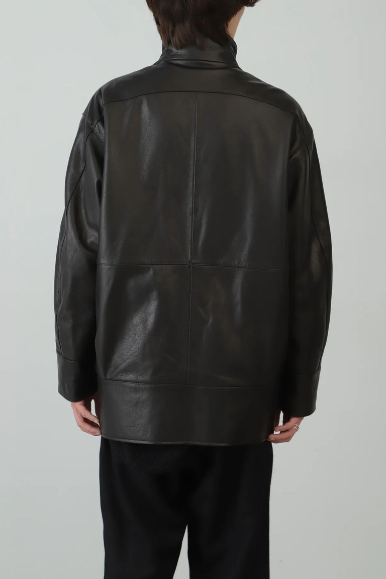 SEVEN BY SEVEN - STAND-UP COLLAR LEATHER CAR COAT ‐Goat SEVEN BY SEVEN - STAND-UP COLLAR LEATHER CAR COAT ‐Goat
