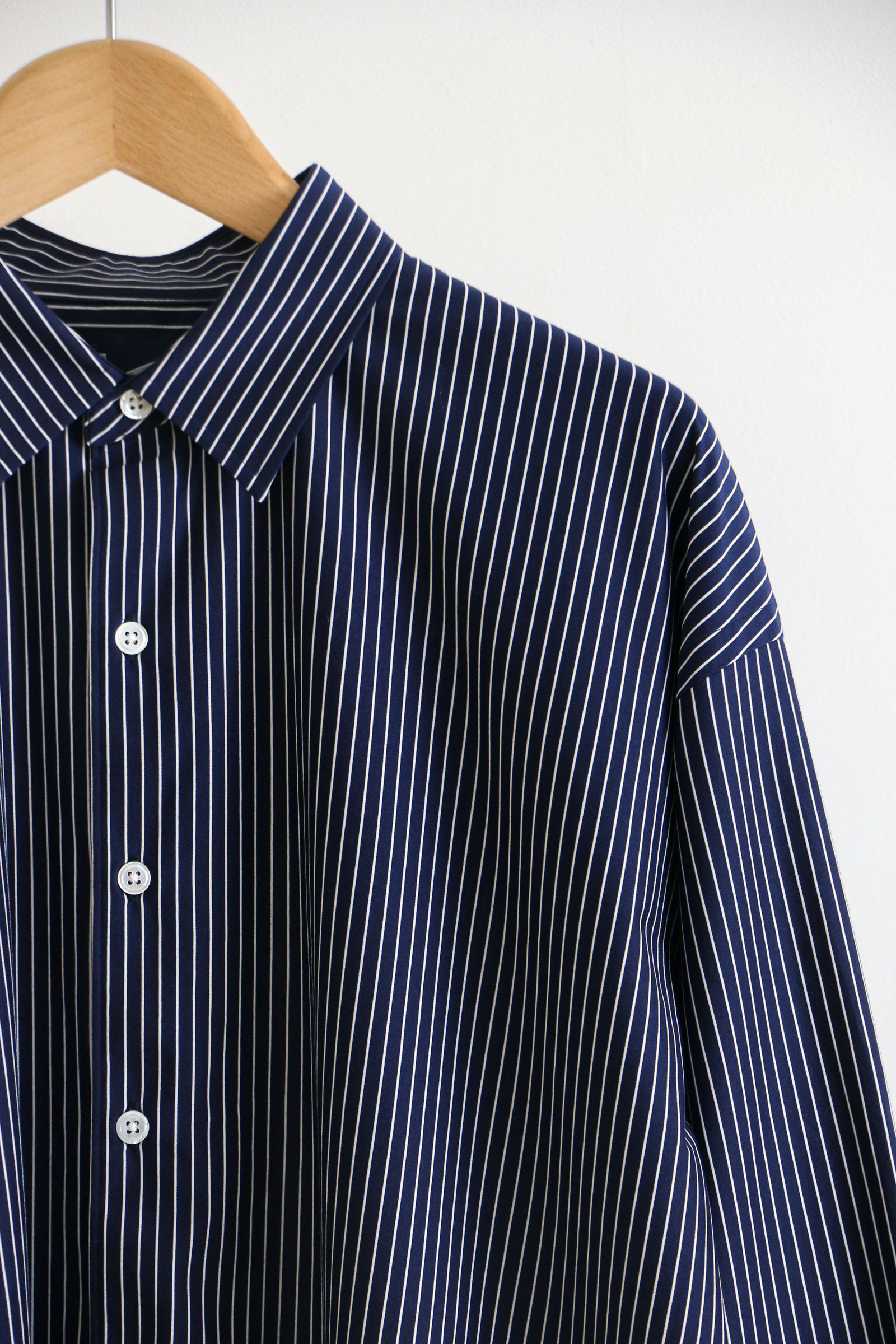Pencil Stripe Dress Jersey Shirt / NAVY SP /オーバーサイズ / シャツ / ストライプ - M