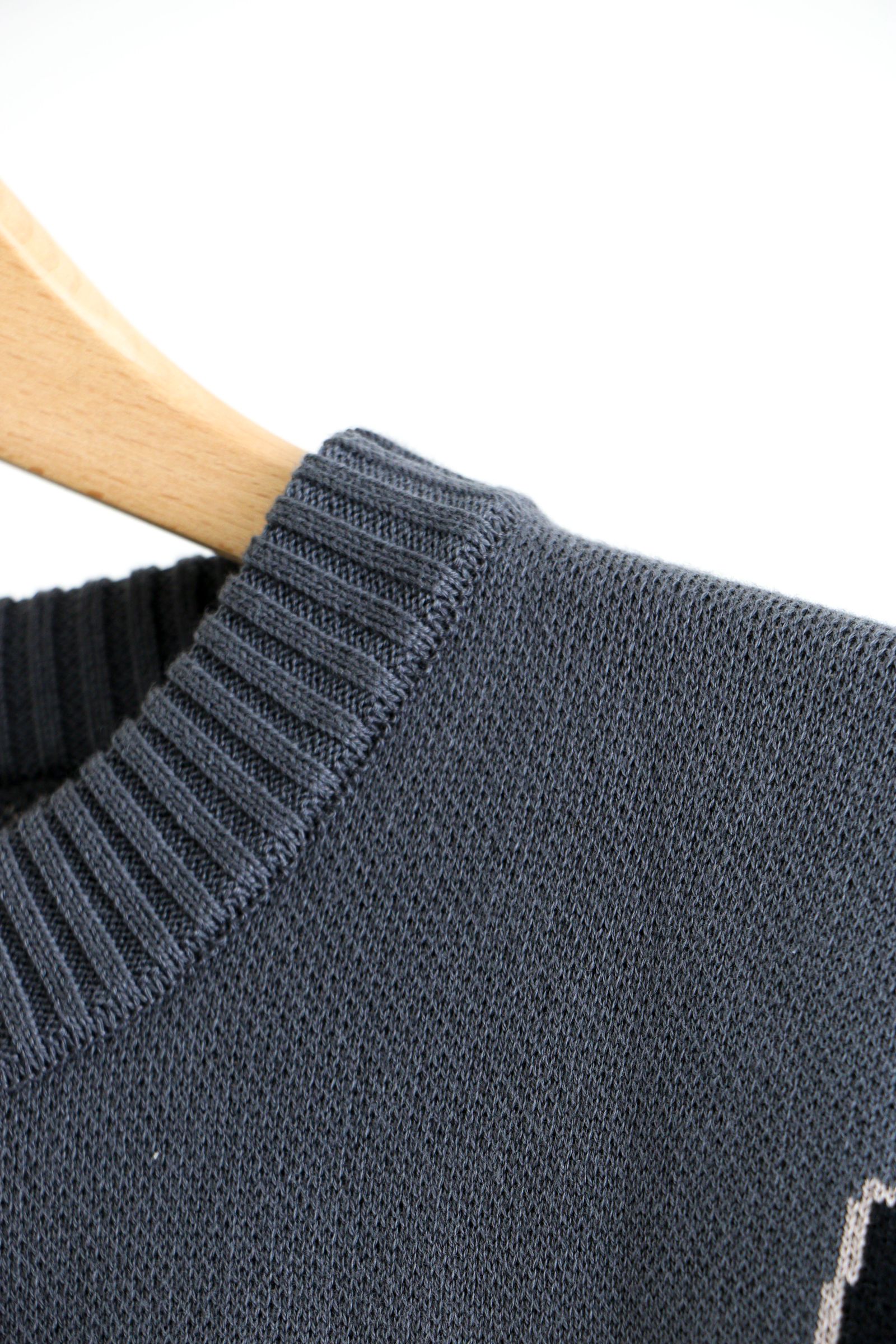 bal - JACQUARD COTTON CREWNECK SWEATER Charcoal / セーター