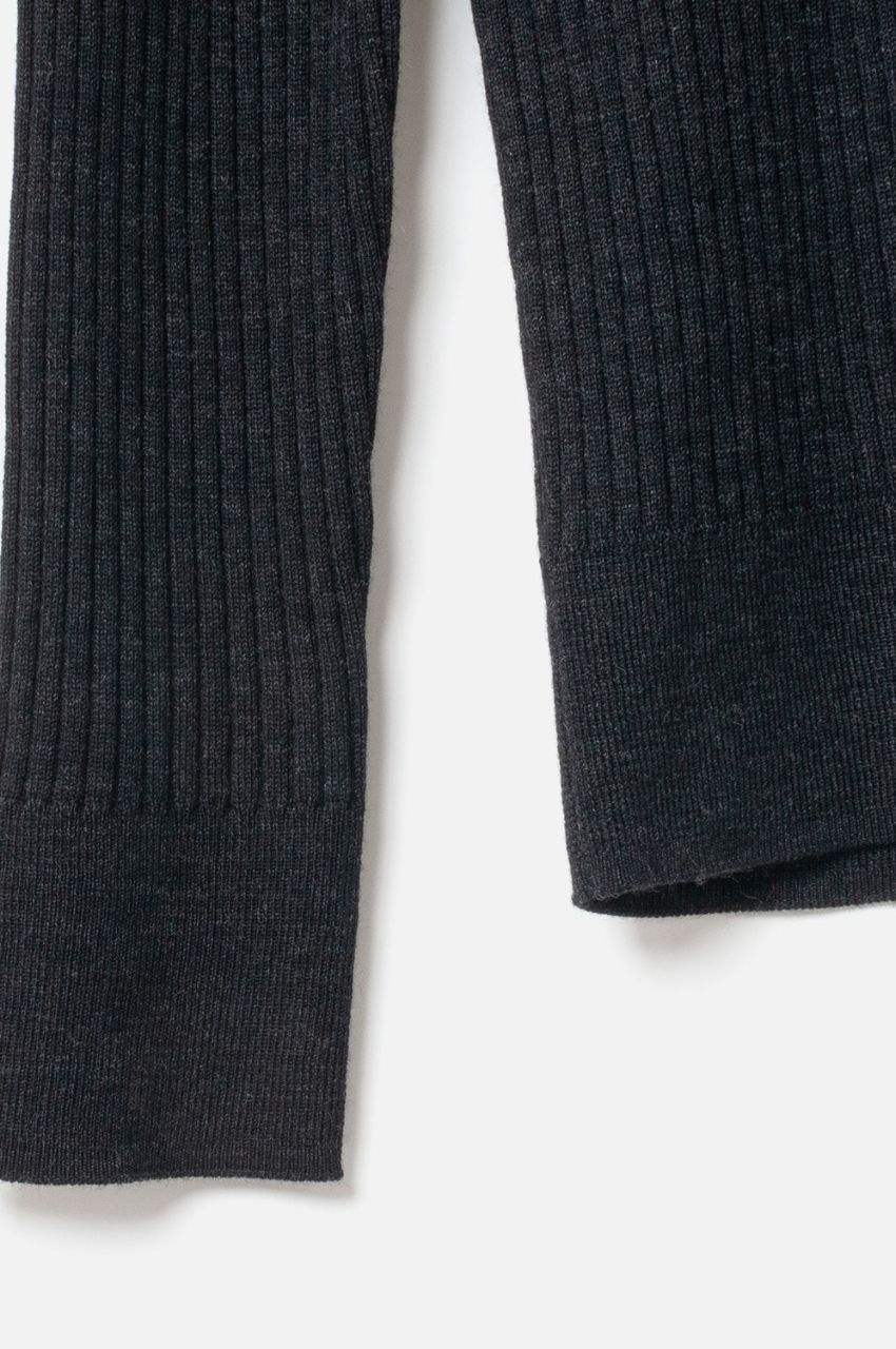 Turtleneck Rib Knit (チャコールグレー) 毛 / フィット感有り /Biella Yarn/ 柔らかい   /FN242-11451