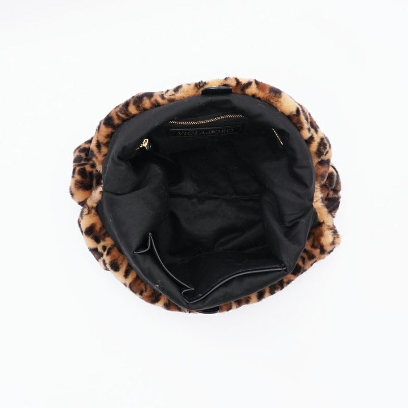 エコファートートバッグ(Leopard beige(Black) ) ポリエステル /  マグネット開閉 / チェーンショルダー /  V-8924