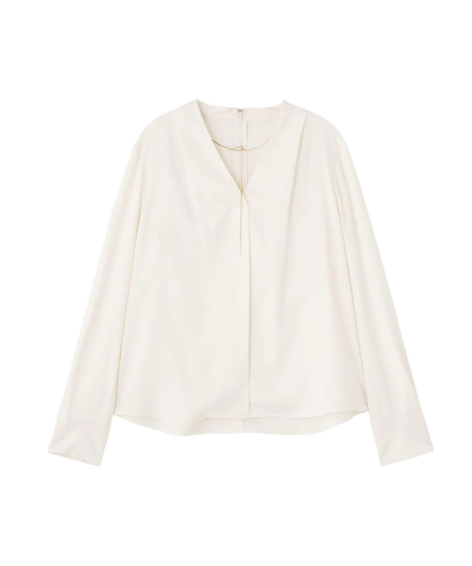 チェーンネックレス付ブラウス(ホワイト)ポリエステル / ストレッチ性あり / 裏地無し / 後ろ中心ファスナーあき / 取り外し金属パーツ付き / 0316110132