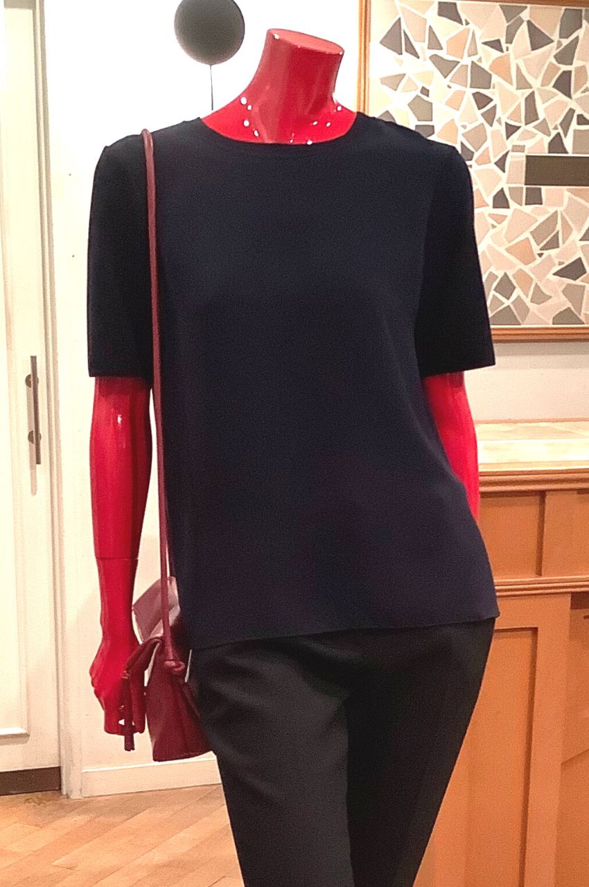 美品✨️Theory クレープコンボ リブニット 切り替え プルオーバー 半袖 Theory - Crepe Combo SS Combo Top / リブニットコンボプル