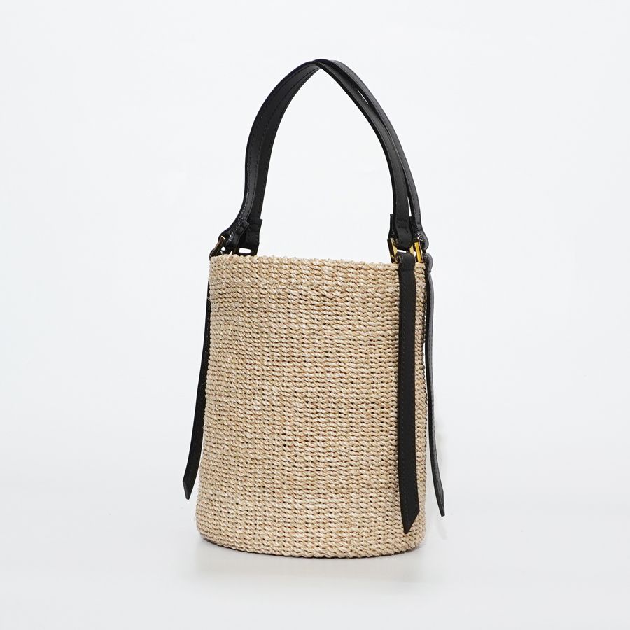 MIRO / ミロ / アバカ製 バケットバッグ (Natural × Black) / アバカ x 牛床革 (Italian leather) / V-8842