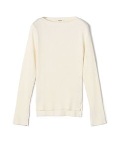 コットンリブ ボートネックプルオーバー ( ホワイト ) コットン / 袖口スリット / フィット感有り / 手洗可 / 伸縮性有り / 12-02-61-02108