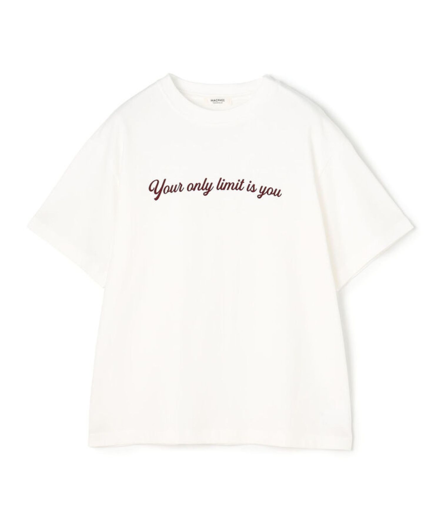 コットンロゴプリント Tシャツ (ホワイト) コットン / 厚み普通 / 伸縮性あり / 手洗可 / 12-03-62-03301