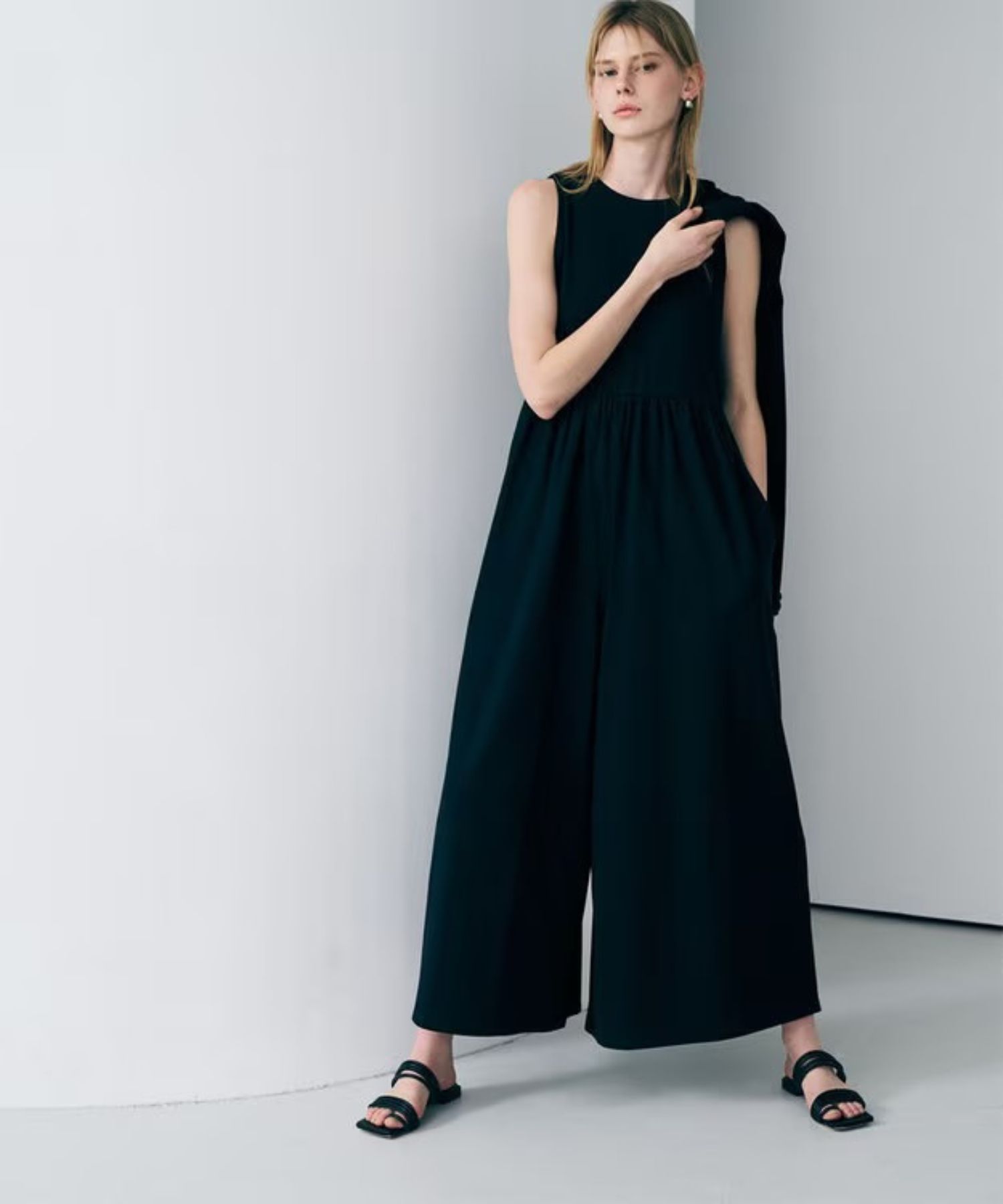 プレーンジャージオールインワン(ブラック) 綿 / ウォッシャブル / OPUVLM0413