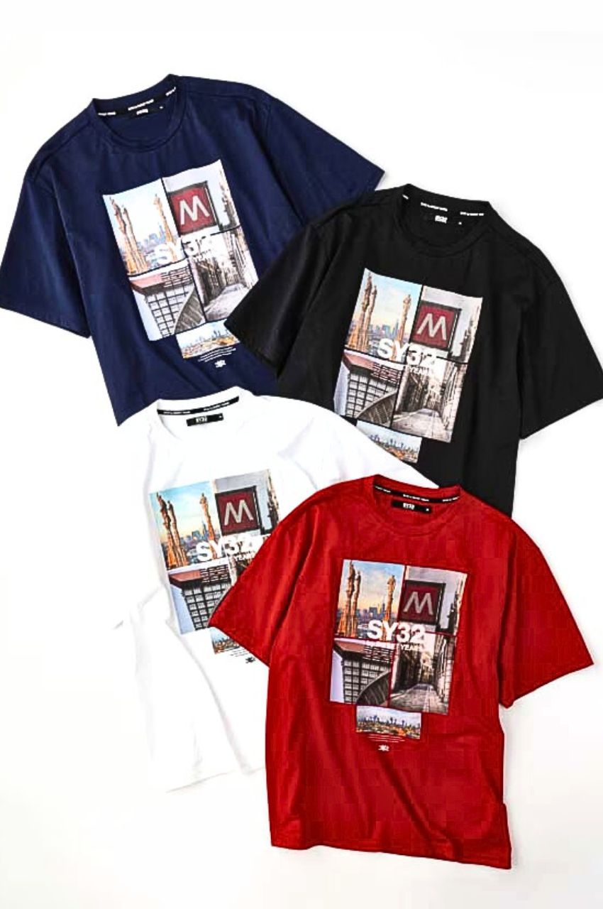 LANDSCAPE PHOTO TEE ( BLACK) コットン /  フロントプリント / クルーネック /洗濯可  /15051