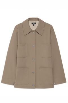 Neoteric Twill Utility Jacket (ウォルナット) 綿 /パッチポケット / オーバーサイズ / ストレッチ / 手洗い可 / 01-5104109