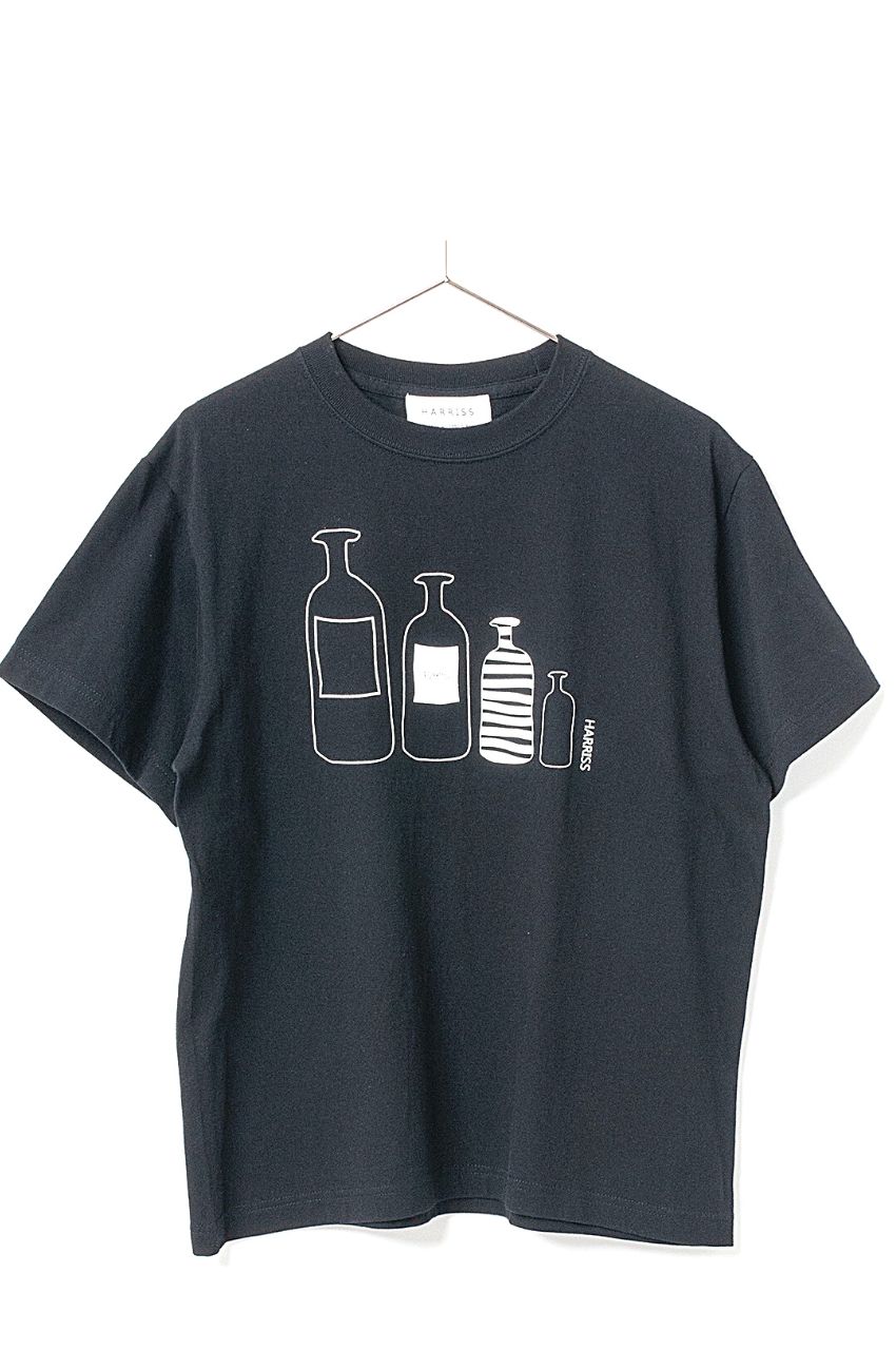 プリントTシャツ (ブラック) コットン / ボトルプリント / クルーネック