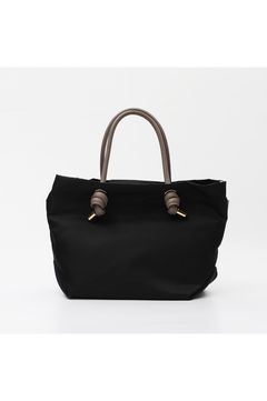 BIANCA / V-2174 / Black × Taupe / ノットハンドルナイロントート / Sサイズ / ビアンカ（ブラック / トープ）ナイロン / 牛床革（Italian leather）/ 2WAY / ショルダーストラップ付き【正規販売店】