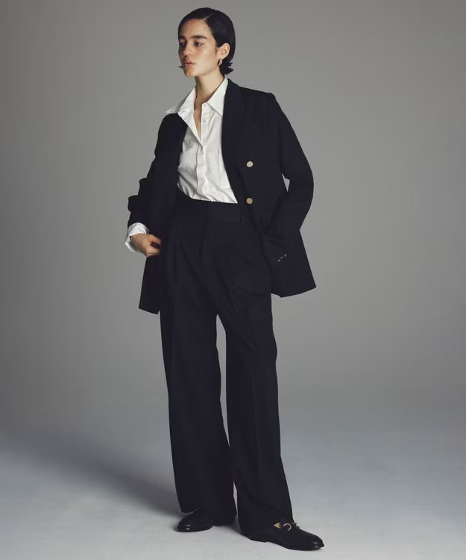 TWドビードスキンブレザー(ネイビー)ポリエステル / 前身頃、袖口にメタル釦 / JKUVGA0815