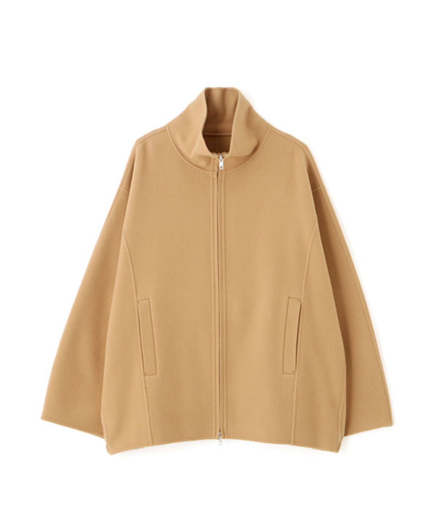 メルトンスタンドネックリバーブルゾン ( CAMEL ) 毛 / ジップアップ / ドルマンスリーブ / 後裾ギャザー /  1225602089