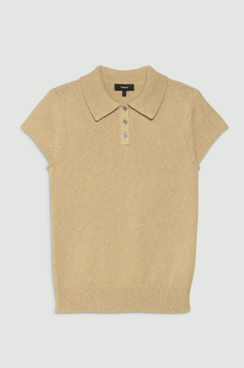 Wave Boucle Cap Sleeve Polo Shirt(ヘーゼル)綿 / ウォッシャブル / 手洗い可 / 01-5101723
