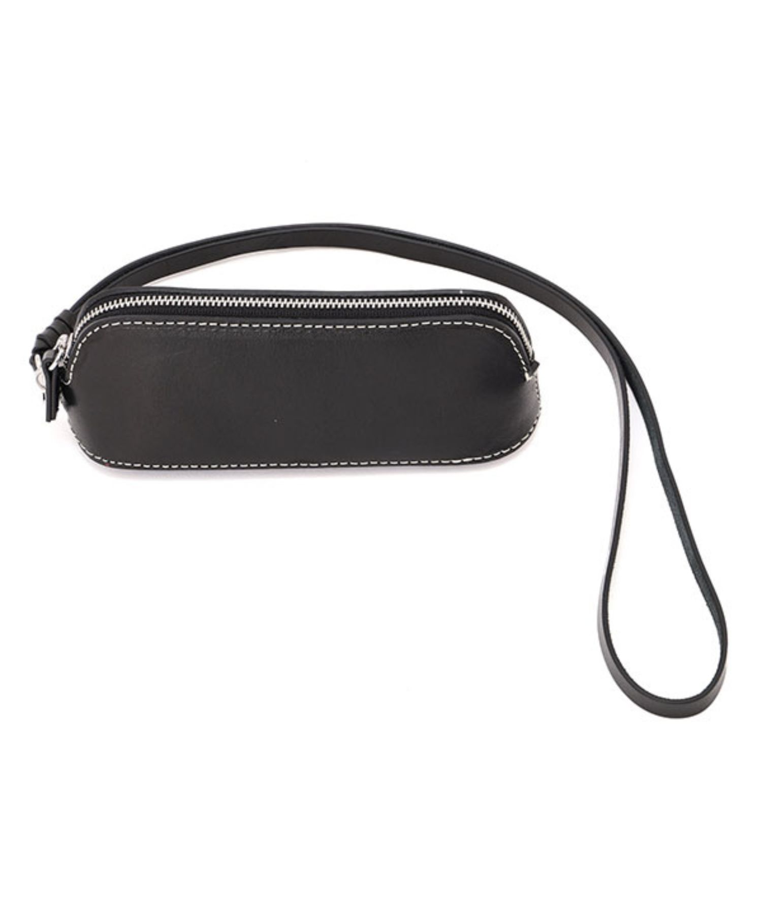 タンドレザージップサングラスケース (BLACK) 牛革 / ジップ仕様 / ロゴ刻印 / ストラップ取外し可能 /1226279130