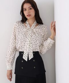 2WAYボウタイブラウス(ホワイト系) ポリエステル / ストレッチ無し / 裏地無し / 後ろ衿ぐりなみだ開きあり / 0316110222