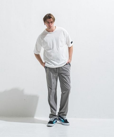 EDGE NYLON SEMI WIDE PT(GREY) ナイロン/ 360°ストレッチ/ 5ポケット / エコレザーライン / 手洗可 /  RC40-ST-014WT