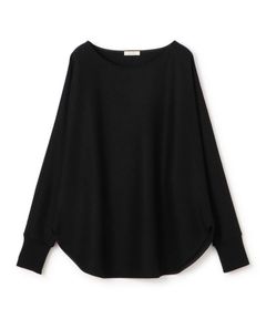 ニットコンビネーション ボートネックプルオーバー ( ブラック ) ウール / ドルマンスリーブ / 袖口リブ / 手洗可 / 22-03-44-03214