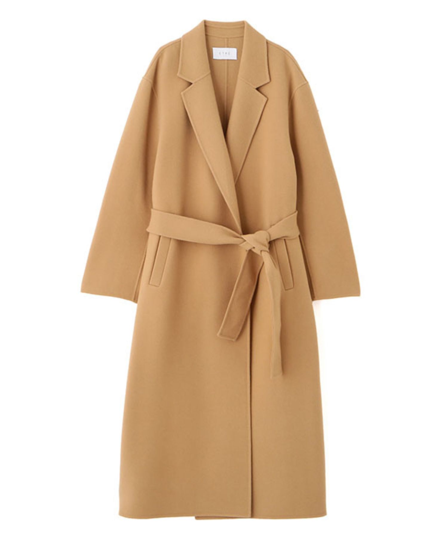 メルトンロングリバーコート ( CAMEL ) 毛 / 共地ベルト付 / オーバーサイズ / 軽量 / 1225600088