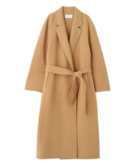 メルトンロングリバーコート ( CAMEL ) 毛 / 共地ベルト付 / オーバーサイズ / 軽量 / 1225600088