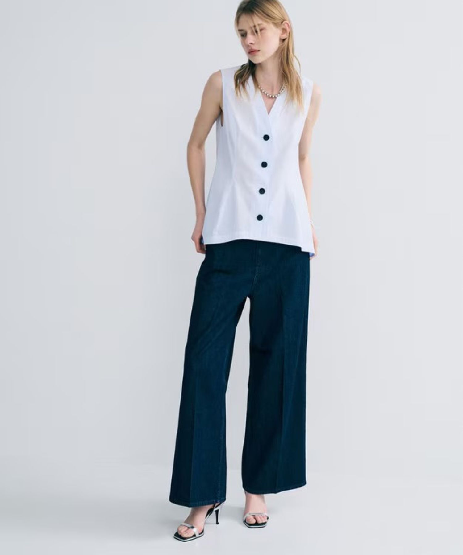 THE SISTER デニムパンツ upper hights × uncrave(リジット)綿 / ワイドシルエット / ハイウエスト / ウォッシャブル / PRUVLS0203