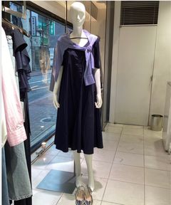 PASITEA パテシアワンピース (ネイビー) 綿 / ウォッシャブル / 手洗い可 / ミドル丈 / Aラインシルエット / LCKZ0249090528