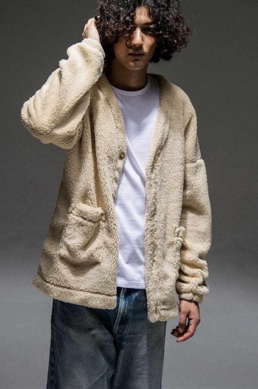 WEST BOA cardigan / オーバーサイズドロップショルダーボアカーディガン