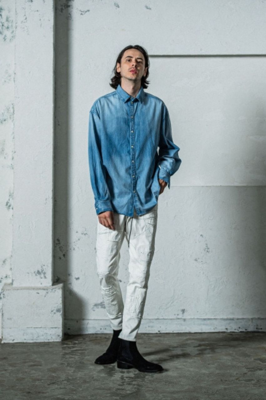 MICK DENIM JERSEY (ホワイト ) コットン /ストレッチ / 柔らかい / パッチワーク /RC35-ST-020-3