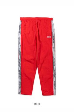 TAPE DESIGN NYLON PANTS  (レッド) ナイロン / 軽量 / 裾ドローコード付き / セットアップ対応 / 15081RG