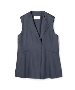 ラスターデニム ミドルジレ (ネイビー) レーヨン / 伸縮性無し / 裏地無し/ 共布ベルト / 11-07-62-07235