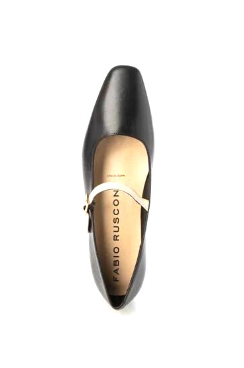 FABIO RUSCONI SQUARE TOE STRIPED PUMPS/ファビィオルスコーニ スクエアトゥワンストラップパンプス