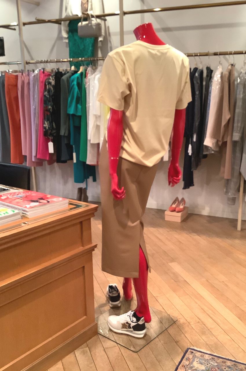 DRAWSTRING SKT L SOFT FAUX / エコレザードローストリングスカート
