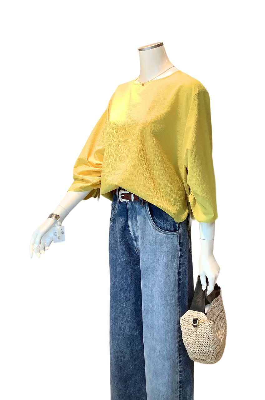 Gather sleeve blouse (イエロー) / ポリエステル /  吸水速乾  / セットアップ / FS242-52014