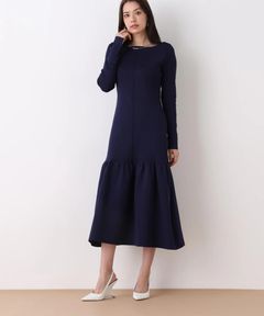 ボートネックマーメイドニットワンピース(ネイビー)ポリエステル / ストレッチあり / 裏地無し / 袖口スリットあり / 0316147219