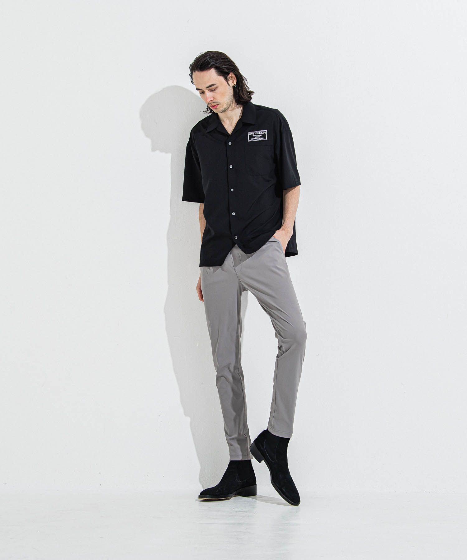 CHRIS EASY TUCK PANTS (グレー) ナイロン / 360度ストレッチ/ シーズンレス /スラッシュサイドポケット/RC36-ST-016T-2