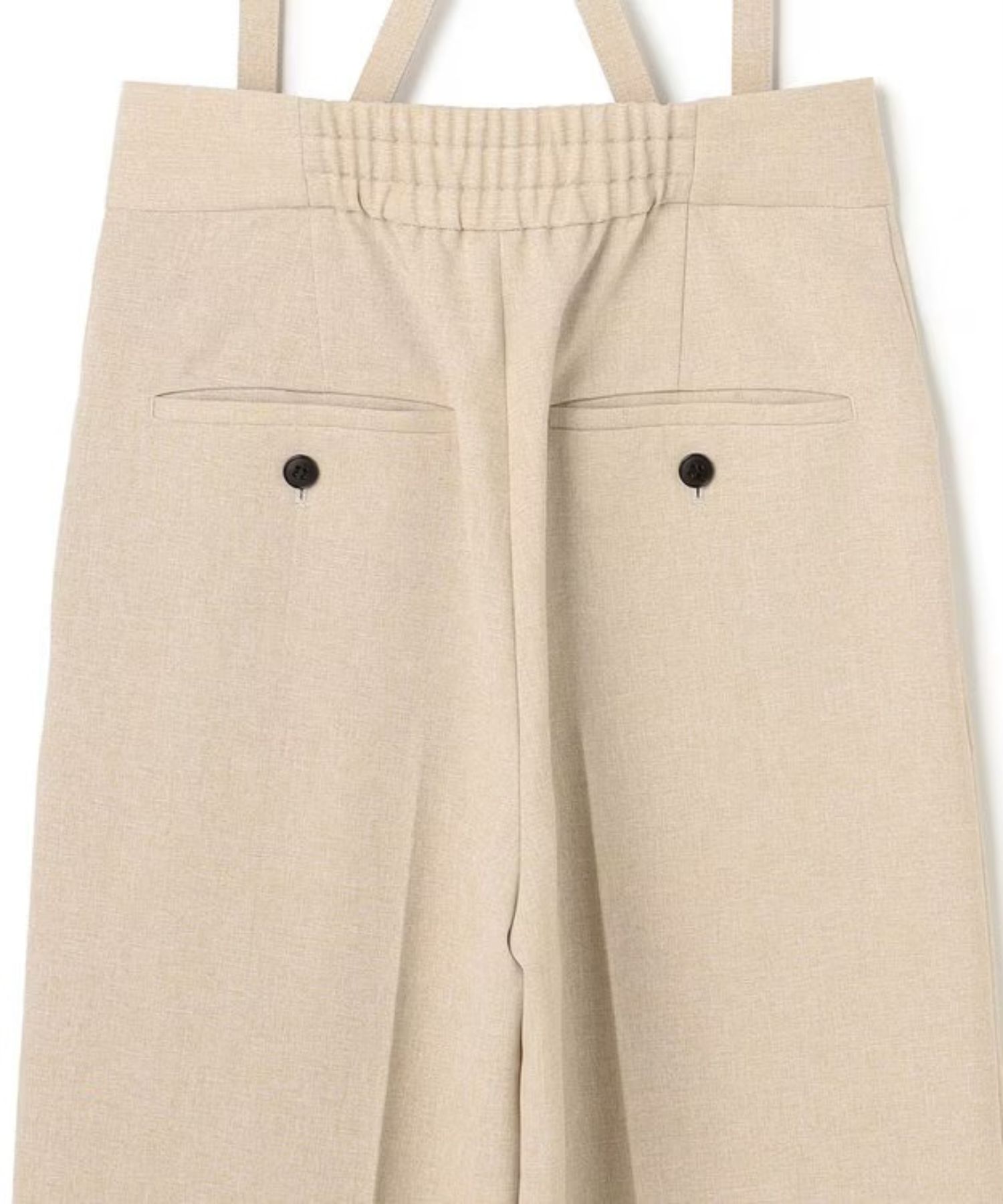 ウォッシャブルドライサップワイドパンツ(シャンブレーベージュ) ポリエステル / サスペンダー付き / ハイウエスト / センタープレス / バックスタイルゴム / PRUVLM0401