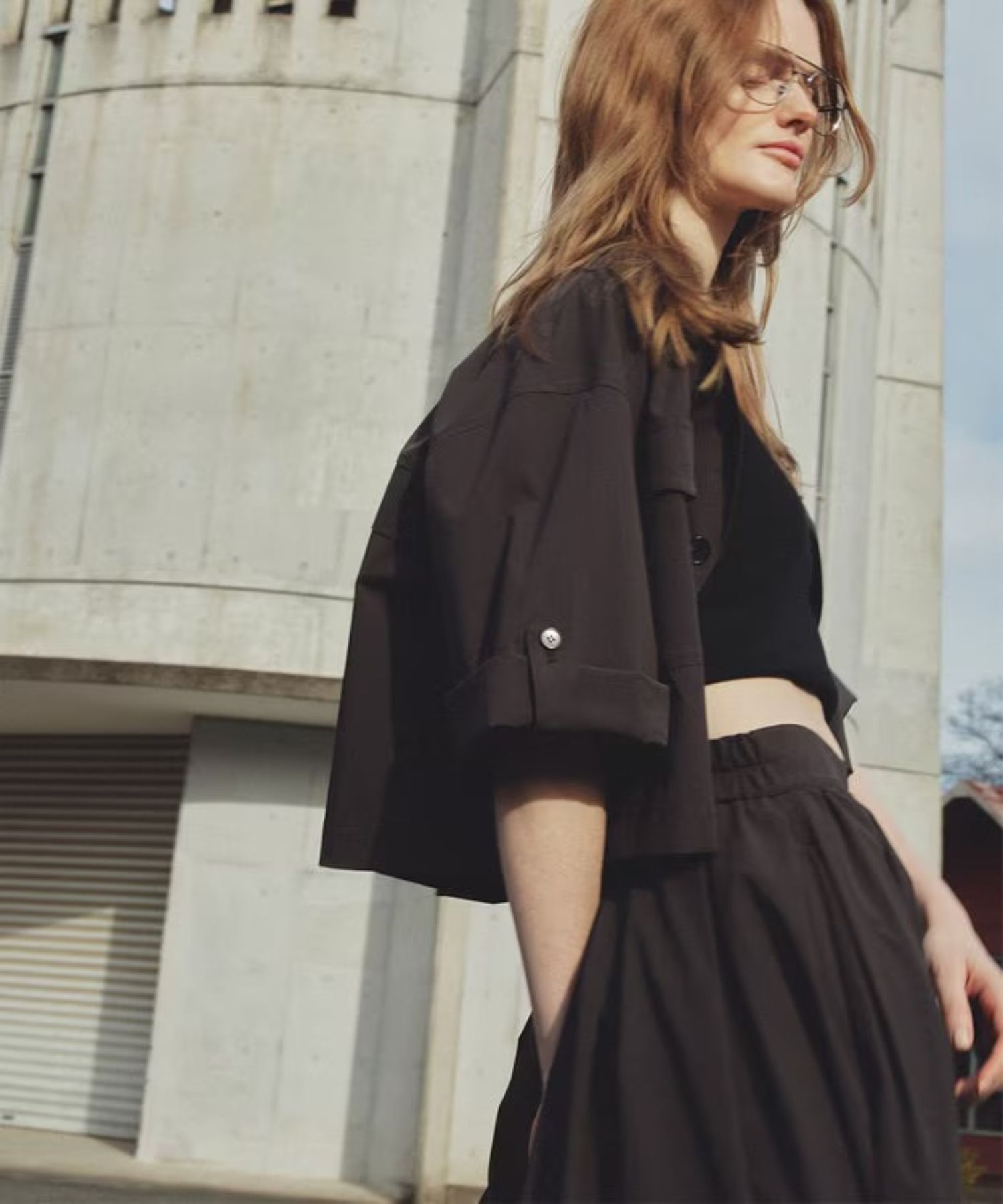 クールタッチカラータイプライターシャツジャケット(ダークブラウン) ポリエステル / ウォッシャブル / ショート丈 / JKUVLS0402