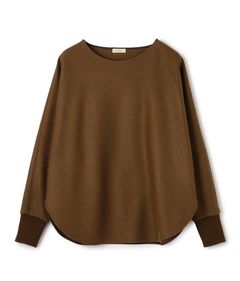 ニットコンビネーション ボートネックプルオーバー ( ブラウン ) ウール / ドルマンスリーブ / 袖口リブ / 手洗可 / 22-03-44-03214