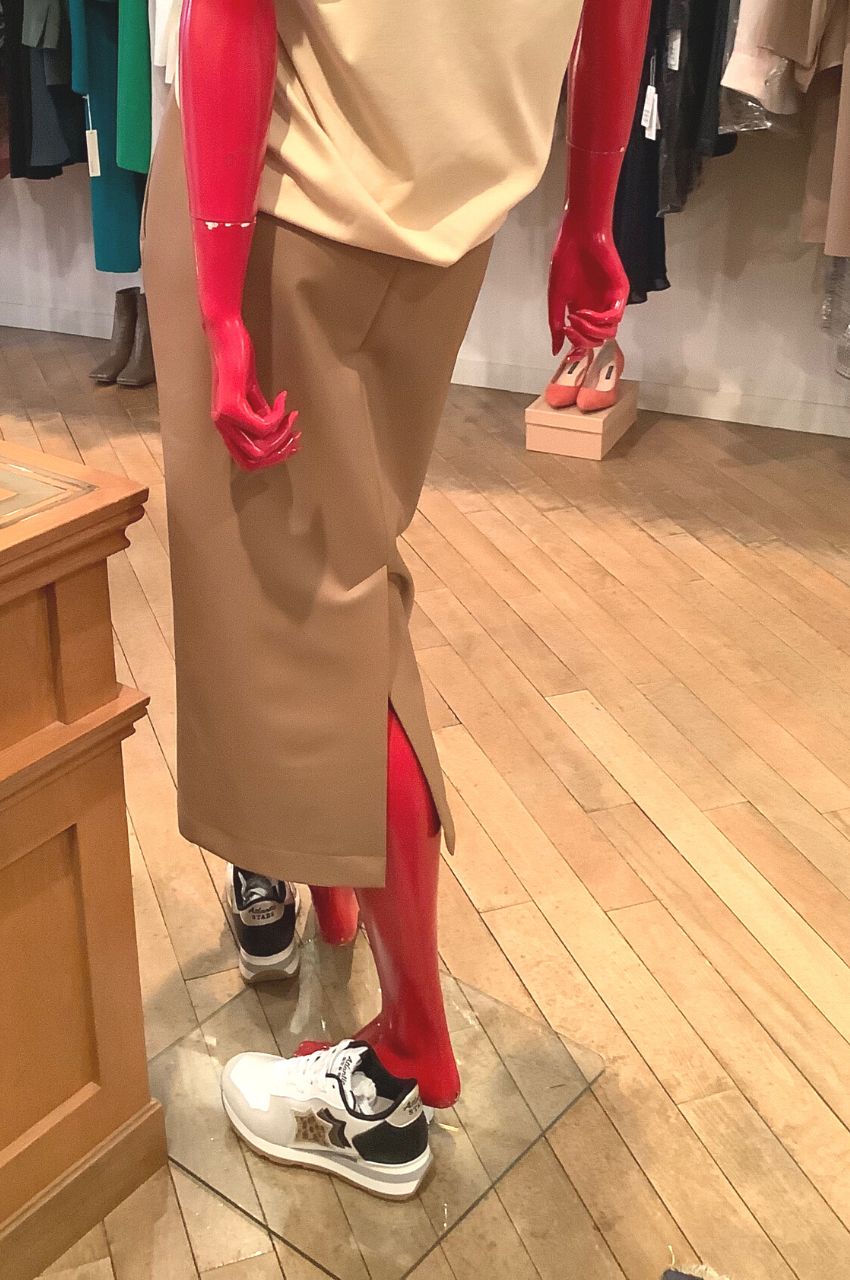 DRAWSTRING SKT L SOFT FAUX / エコレザードローストリングスカート